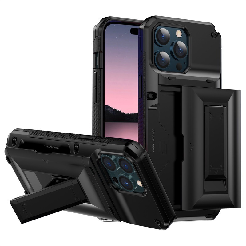 Multi-functional Card Holder Tough Phone Case for Apple Devices